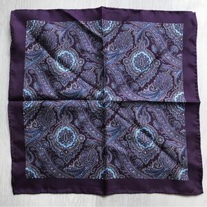 JOSEPH ABBOUND MENS POCKET SQUARE PURPLE PAISLEY SCARF
